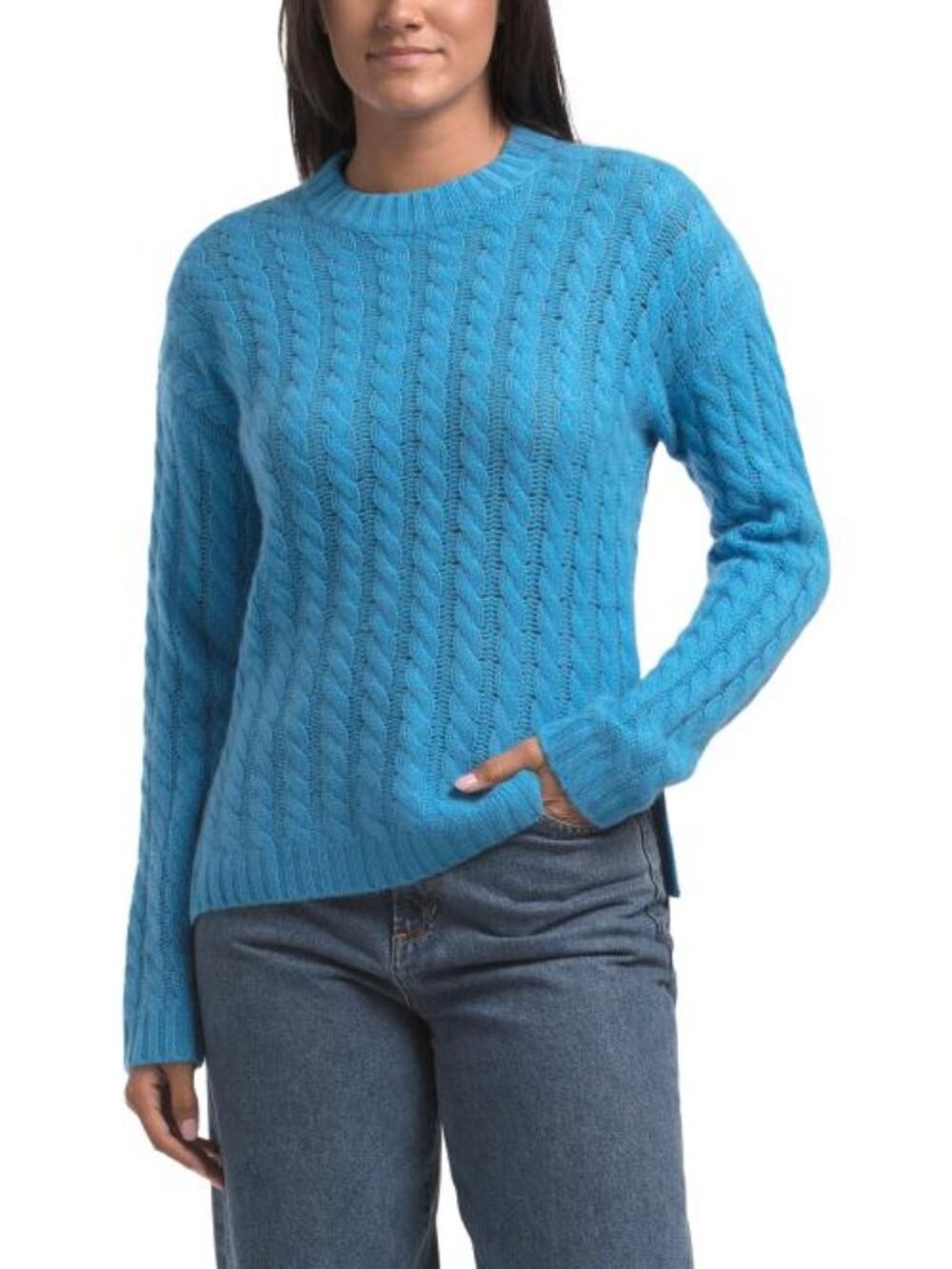 NAADAM Cashmere Open Cable Crew Neck Sweater